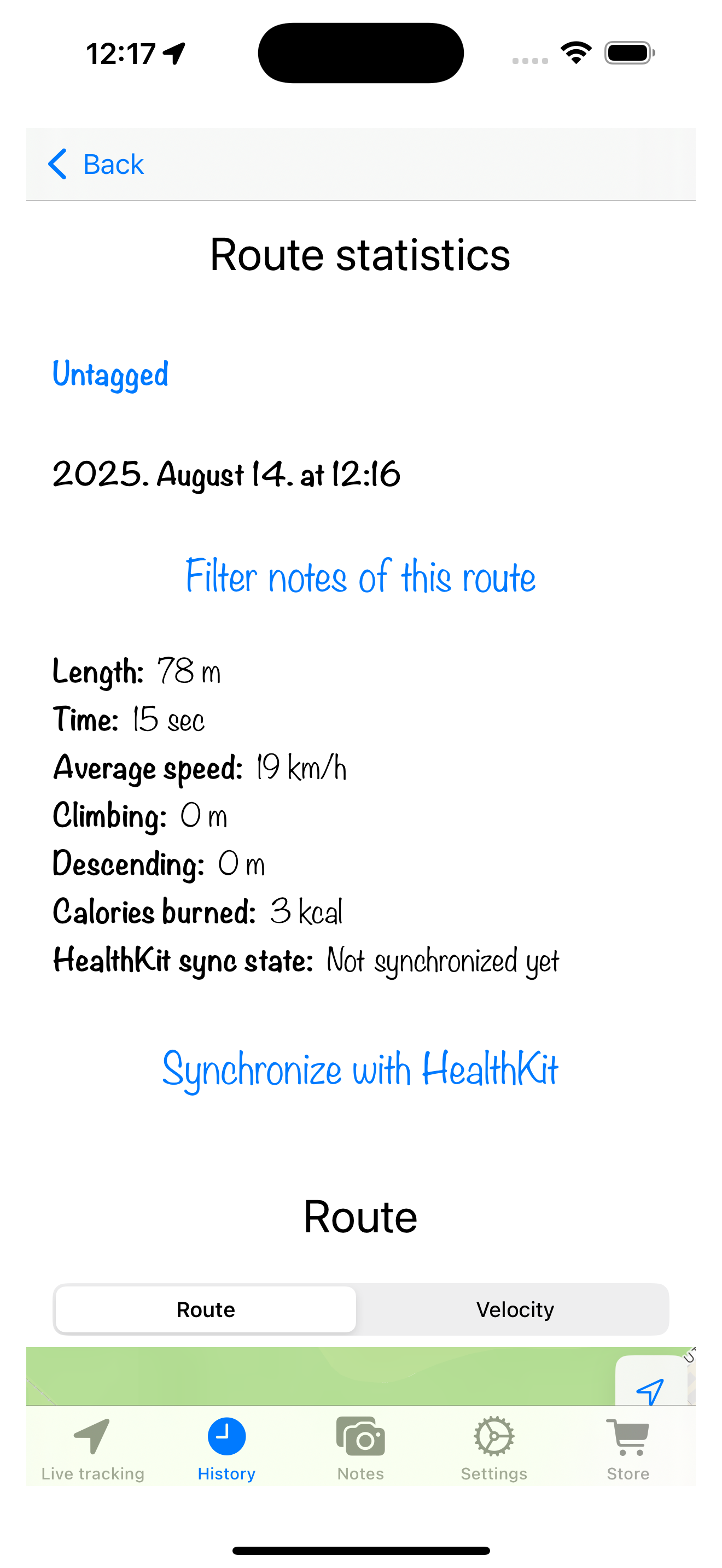 Analyze performance screen