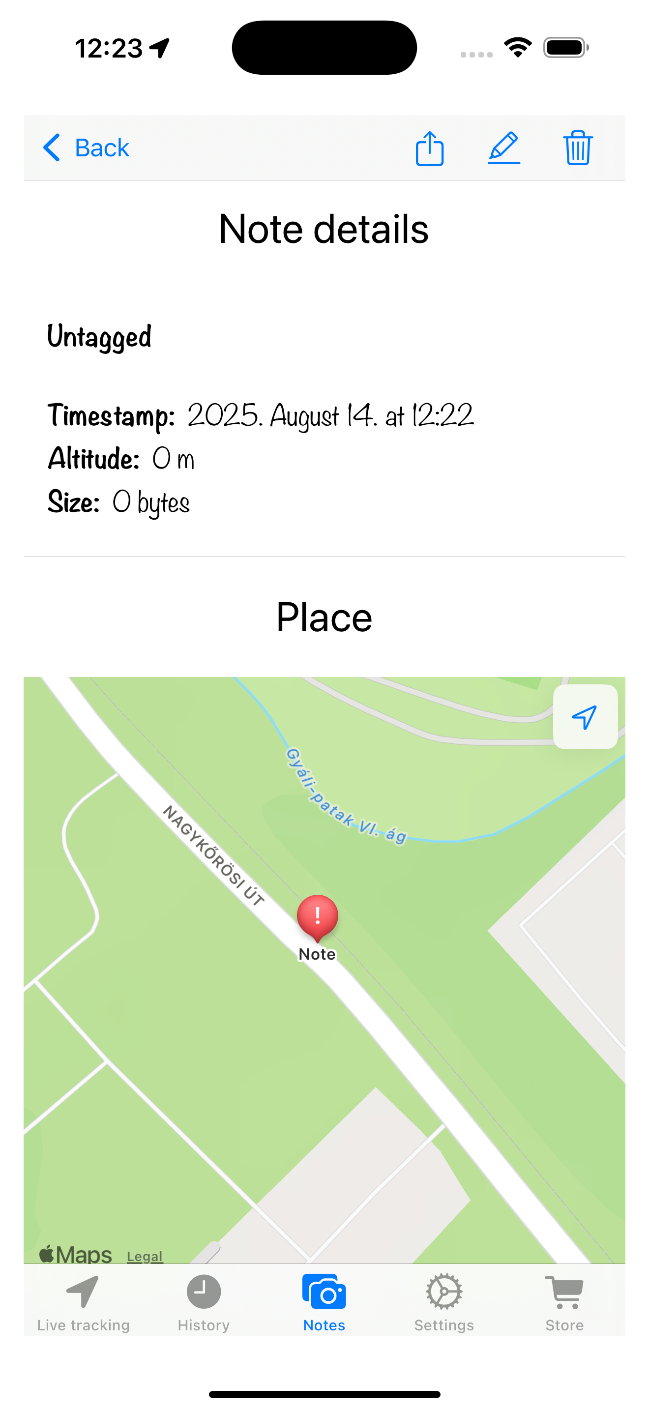 View Note Screenshot